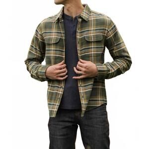 NEW BRIDGE & BURN cole slim fit brushed cotton shirt in green plaid